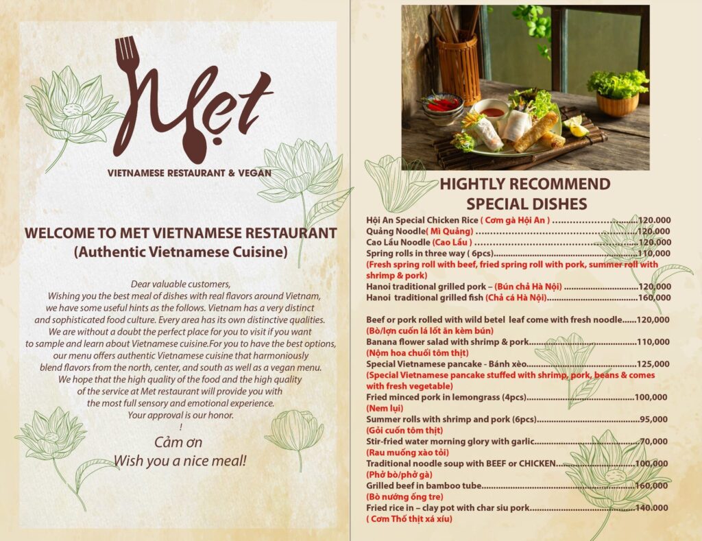 Metti Menu Our Menu - MẸT Vietnamese restaurant & Vegetarian Food